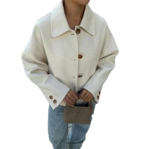 Manteau manches longues femme revers simple boutonnage veste chaude automne hiver