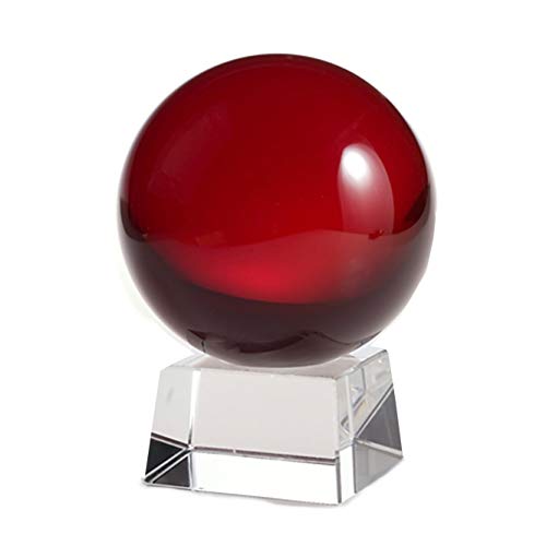 Amlong Crystal Red Crystal Ball 80mm (3.1 in.) Including Angled Crystal Stand and Gift Package
