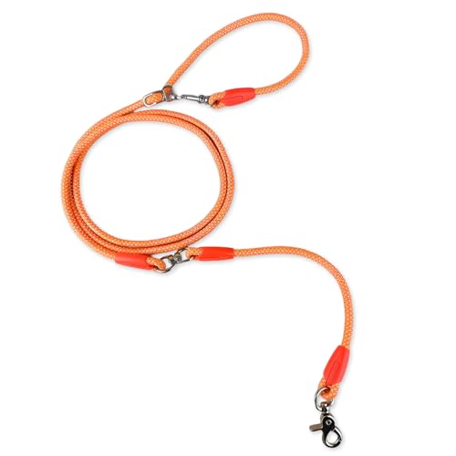 Beanspet 犬用リード 3WAYショルダーリード ハンズフリー ナイロン製 握りやすい おしゃれ かわいい 回転金具付き 小型犬 中型犬 大型犬 散歩用 強化構造 丈夫 (オレンジ, 長さ2.5M,直径6ｍｍ,小型犬向け)