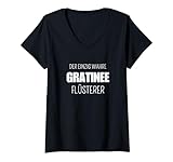 Gratinee Lustiger Spruch Französische Gerichte T-Shirt mit V-Ausschnitt