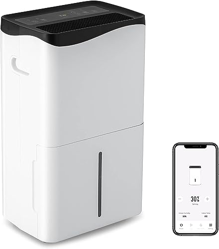 GOPLUS Deshumidificador 50L/Día Hasta 60㎡ con 4 Modos, 2 Velocidades de Ventilador, Deshumificador de Humedad con Depósito 5L Pantalla Táctil Control Wifi Temporizador 24H, para Dormitorio Sótano Baño