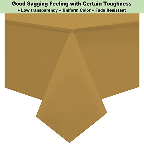 Plastic Gold Tablecloths 3 Pack Disposable Table Covers 54 X 108 Inch Golden Table Cloths For Fall Parties Harvest Graduations Anniversary Thanksgivings Weddings, Fits 6 To 8 Foot Rectangle Tables #TOP2