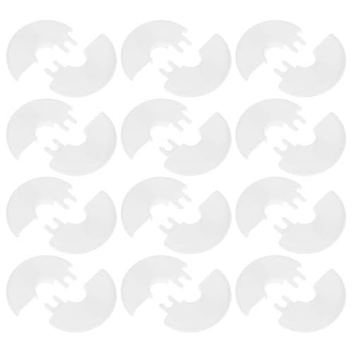 Mikikit Lot de 12 Cache-Tuyaux Muraux Blancs 10 MM Rosaces Rondes Fendues en Plastique Ensemble de Couvercles de Tuyaux pour Radiateur et Robinetterie Accessoire Plomberie pour Salle