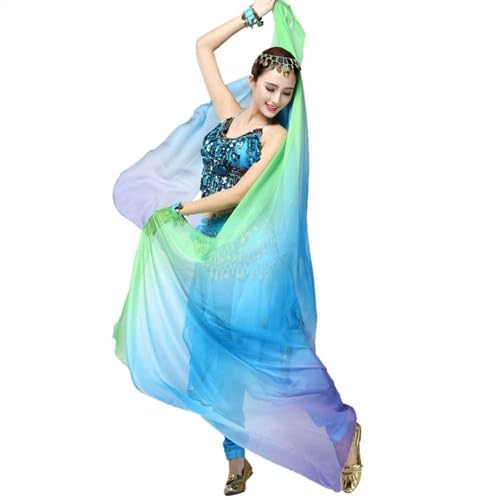 MKLHAVB Véu de seda para dança da barriga novidade gradiente véu xaile rosto xaile cachecol moda mulher dança barriga disfarce seda dança da barriga seda véu de dança do ventre (cor-01)