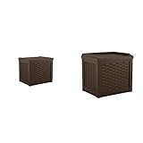 Suncast 22-Gallon Small Deck Box - Lightweight Resin Storage Container and Seat for Patio Cushions & 22 Gallon Small Resin Storage Seat, Java, SSW600J