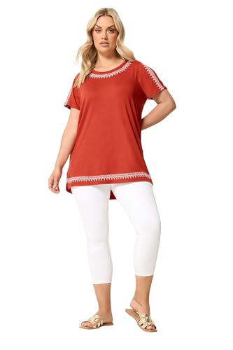 Image of Yours Curve Orange Embroidered Cold Shoulder Top - Women's - Plus Size Curve