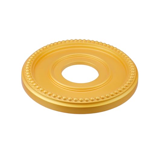 Image of 2 Pieces PU Ceiling Medallion,Ceiling Cover Plate Round Home Lighting Ceiling Medallion Decorative Ring for Light Fixtures Ceiling Fans Chandeliers,Gold