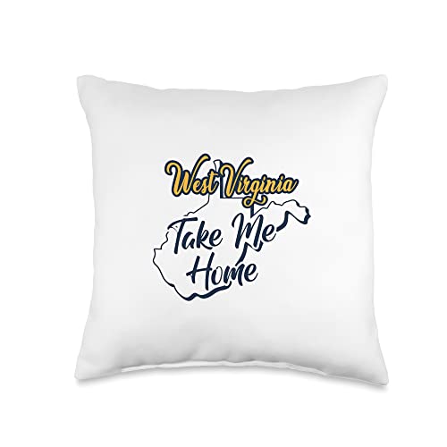 Country Roads West Virginia Take Me Home WV Map Mountains Throw Pillow