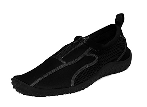 Rockin Footwear Women's Aqua Neon Zippers Black Rubber Water Shoe Size 6
