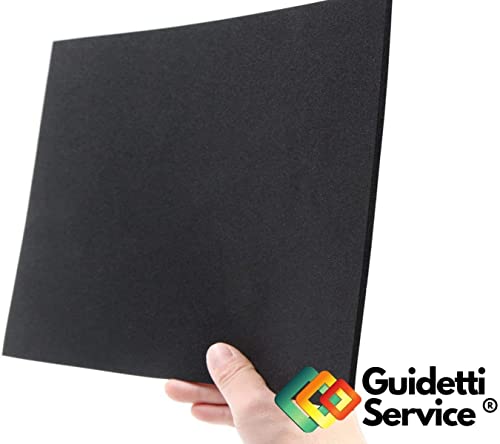 GuidettiService® - 50 x 50 cm, grosor de 10 mm, lámina de neopreno de color negro, rollo de espuma | Multifuncional anti vibraciones | Uso industrial y bricolaje | Resistente al agua y al viento