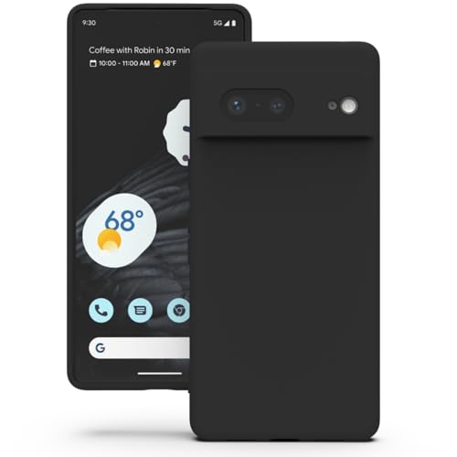 YATWIN Hülle für Google Pixel 7, Silikon Handyhülle mit Futter, 1mm Kamera und Displayschutz, Dünn & Leicht, Anti Kratzer Case, Schwarz