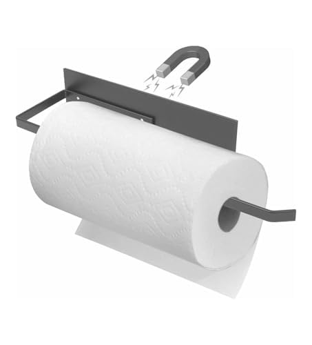 Image of OrganizeMee Kitchen Tissue Roll Holder Aluminium Foil Roll, Plastic Wrap Paper Towel Holders | Multi Organizer | Can Stick to Fridge, Oven WashingMachine 2NOS(Grey)
