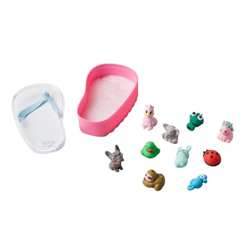 Tinc 10 Assorted Erasers in a Flip Flop Shaped case (Animal Theme), Including a Sloth, Bulldog and Unicorn - Pink Case/Clear Lid - Image 2