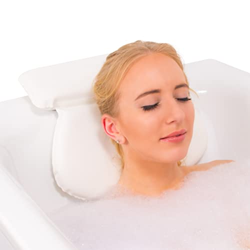 Relux wasserfestes Premium-Badekissen mit rutschhemmenden Saugnäpfen, ergonomische Kopfstütze