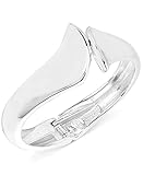 Silver-tone metal Length: 8inch x Width: 0.4inch-1inch Bracelet Diameter: 2.4inch Hinge closure Imported