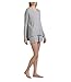 Splendid Women's Long Sleeve Henely Shorty Set, Chalk/Grey Heather Stripe, X- Small