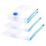 H HANSEL HOME Bolsas de Almacenamiento al Vacío para Ropa, Edredones y Mantas, Bolsas Vacio Reutilizables y Resistentes, Ahorro de Espacio para Armario y Maleta, 4 Bolsas (2 M+1L+1XL)