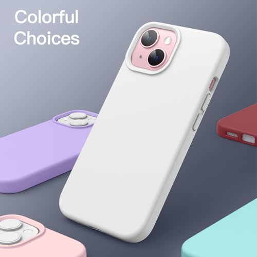 Image of JETech Silicone Cover Case for iPhone 15 6.1-Inch, Silky-Soft Touch Full-Body Protective Phone Case, Shockproof Cover (White)