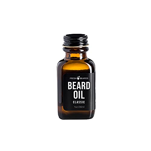 Fresh Beards Classic Beard Oil -Unscented Soothing Beard Oil for Sensitive Skin - Natural Soothing Anti-Itch Moisturizer & Softener for Dandruff Prevention and Healthy Beard Growth