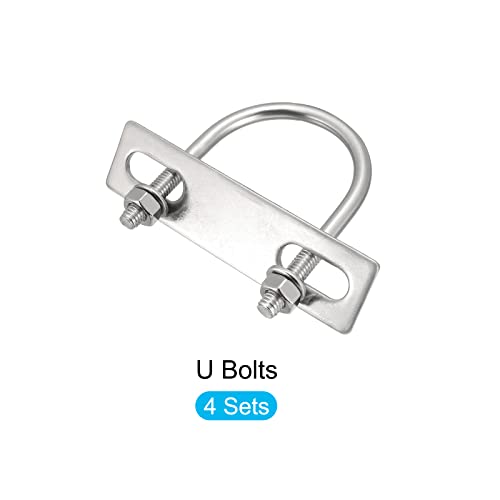 Image of METALLIXITY U Bolts 4 Sets (M6x42x62mm), Round U Bolt 304 Stainless Steel with Accessories - for Construction, Pipe