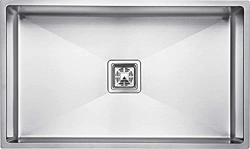 Image of CROCODILE 32x20 Inch 304 Grade Stainless Steel Handmade Kitchen Sink | Single Bowl, Heavy Duty, Anti-Rust, Sound-Dampening Sink for Modern Kitchen