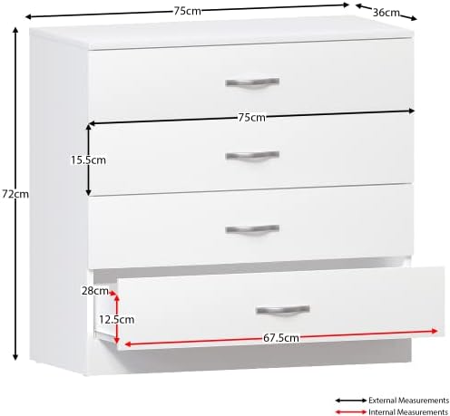 Vida Designs, cassettiera con 4 cassetti Riano