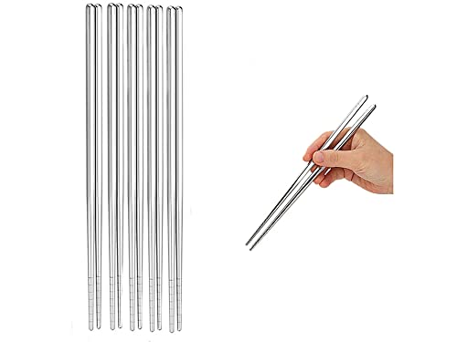 Stainless Steel Chopsticks Dognling Brand, Reusable Metal Chopsticks 25Cm (9.8 Inches) Dishwasher Portable Korean Chopsticks Set Reusable Silver Metal Stainless Steel Chopsticks (5 Pairs) #TOP15