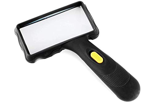 Hand-held Rectangular Magnifying Glass, LED Light Magnifier, 10X Reading Magnifying Glass for Seniors, Low Vision, Macular Degeneration