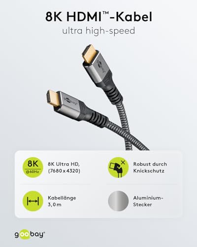 Goobay Ultra High Speed HDMI Cable 2.1 / UHD Resolutions of up to 8K @ 60 Hz & 4K @ 120 Hz/HDMI Extension for PS5, Xbox - Image 2