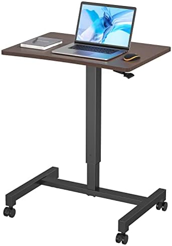 IWORKBOARD Mobile Laptop Desk, 27 inches Rolling Adjustable Height Desk, Mobile Portable Standing Desk, Pneumatic Sit Stand Desk with Wheels for Home Offices and School Rolling Table