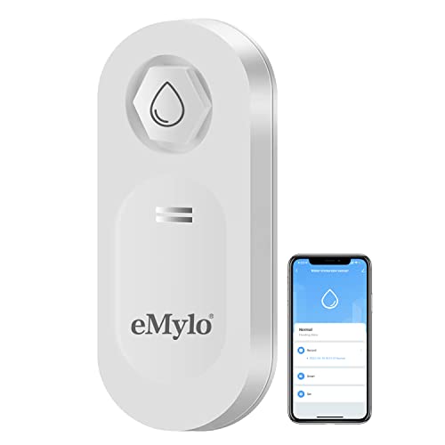 eMylo Détecteur de Fuite d'eau WiFi, Alarme de capteur d'eau 120 DB avec Notification d'application en Temps réel, Alarme de capteur d'immersion dans l'eau pour Moniteur de Niveau d'eau
