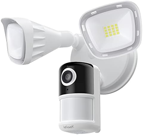 ieGeek Floodlight Camera, Floodlights Outdoor Home Security Camera, 2K Wired Flood Light Camera Outdoor with Motion Sensor Cam, 2600 Lumens, Color Night Vision,110dB Siren, IP65, Works with Alexa