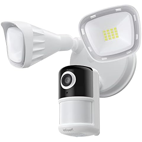 ieGeek Floodlight Camera, Outdoor Home Security Camera, 2K Wired Flood Light Camera Outdoor with Motion Sensor Cam, 2600 Lumens, Color Night Vision, 110dB Siren, 2 Way Audio, Compatible with Alexa Cover
