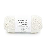 Lion Brand Yarn Made with Love The Cottony One Yarn for Crocheting, Knitting, and Crafts, Lychee White, 1 Pack