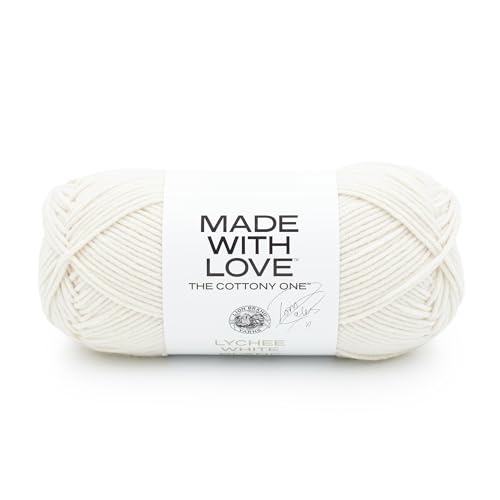 Image of Lion Brand Yarn, The Cottony One Crochet Yarn, Lychee White, Cream, 1 Pack | Tom Daley Made With Love Cotton, Acrylic Yarn for Knitting, Crochet, Crafts, Worsted Fiber for Soft Blankets, Hats, Sweaters