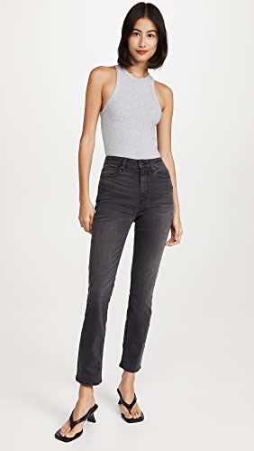 PAIGE Women's Flaunt Accent Ultra High Rise Straight Leg Jean4