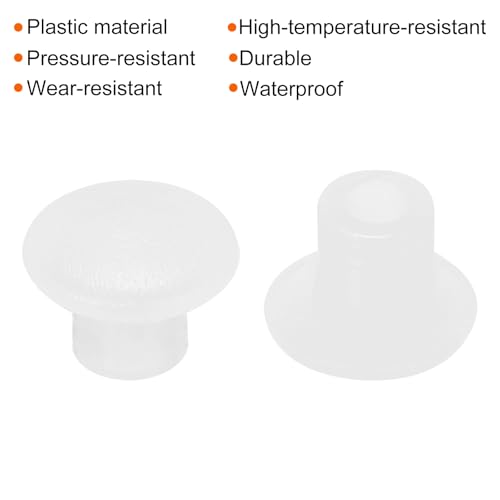 Image of MECCANIXITY 100pcs Plastic Hole Plugs, 5mm (3 /16 Inch) Clear White Screw Caps Cover Snap in Locking Round Button Top Shelf Plugs for Cabinet Cupboard Bookcase License Plate Furniture