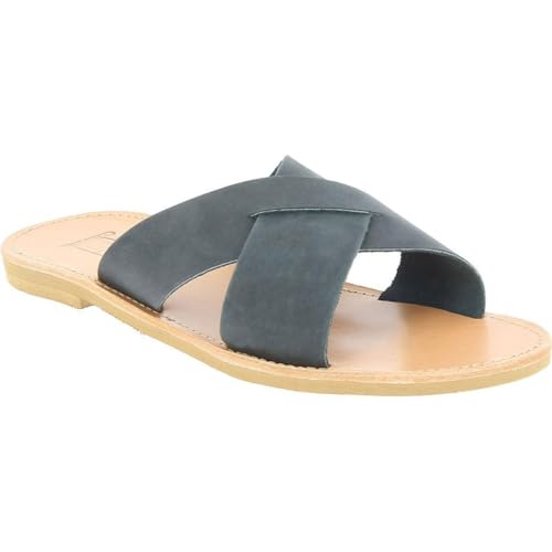 Sandalias de tiras cruzadas Orion para hombre en cuero nobuck negro de talla 44