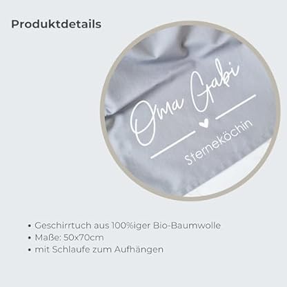 Geschenk Geschirrtuch personalisiert | Geschenkidee mit Namen | Geschirrhandtuch Baumwolle als Geschenk Oma, Mama, Freundin | aus der Küche oder zum Einzug – Bild 3