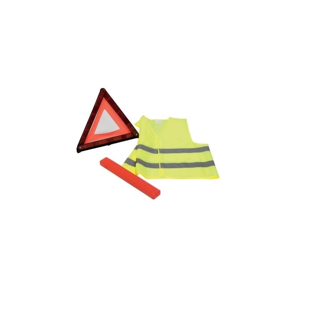 Compatible con Audi A1 Kit Car Gato PANTÓGRAFO con Base DE Acero Y Llave GIRATORIA + TRIÁNGULO DE Emergencia EN Carretera + Chaleco Fluo + Funda