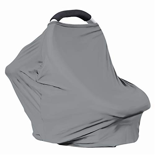 Image of Solid Color Car Seat Nursing Breastfeeding Cover, Multi Use Cover Cozy Carseat Canopy Cover, Infant Babies Stroller Cover,Ultra Soft Stretchy Nurse Gifts - Gray Breastfeeding Cover