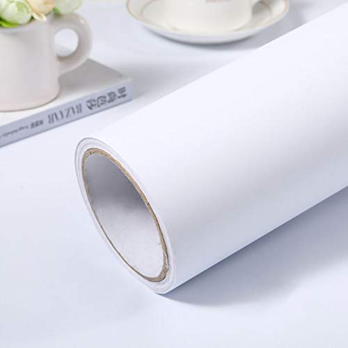 Warmiehomy Self Adhesive Wallpaper 60cm x 10m Matte Peel and Stick Wallpaper Vinyl Wrap Contact Paper White Sticky Back Plastic Roll for Living Room Kitchen Cabinet Furniture Stickers