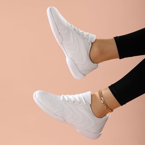 YSMIIH Women Cheerleading Dance Fashion Trainers Sneakers Lace Up Gym Athletic Sport Training Ventilate Line Fabric Fashion Sport Shoes3