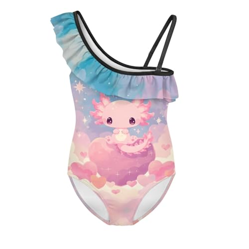 Image of Girls Swimsuit One Piece Ruffle Swimsuit Non-Slip Straps UPF 50+ for Girls Size 3-14 Years