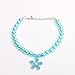 XKSRWE Dog Cat Pearls Collar Necklace with Rhinestones Flower Charm Pendant Pet Puppy Jewelry Accessory (Blue, Small)