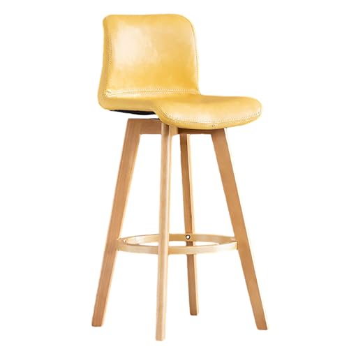 Swivel Bar Stools, 28” Counter Bar Height,Modern PU Leather Upholstered Solid Wood Counter Height Bar Stool, Kitchen Island Barstools with Back, Yellow