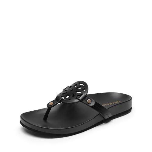 DREAM PAIRS Platform Flip Flops for Women Arch Support Soft Cushion Comfortable Dressy Thong Sandals Slippers for Summer Vacation Walking 6.5 Black