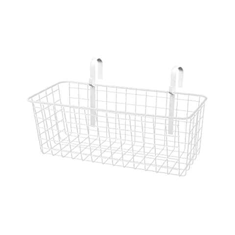 Ymeibe Bedside Hanging Wire Basket for Storage Bedside Caddy Hanging Organizer Bunk Bed Bedside Shelf Holder Pocket for College Dorm Room Baby Bed Rails (White/Large) Cover
