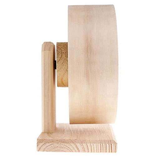 ANCLLO Hamster Wood Silent Running Heimtrainer - Hamster Laufrad Silent Holzhalterung Haustier Heimtrainer Spielzeug für Igel Chinchilla Kleintier（Durchmesser 21cm）