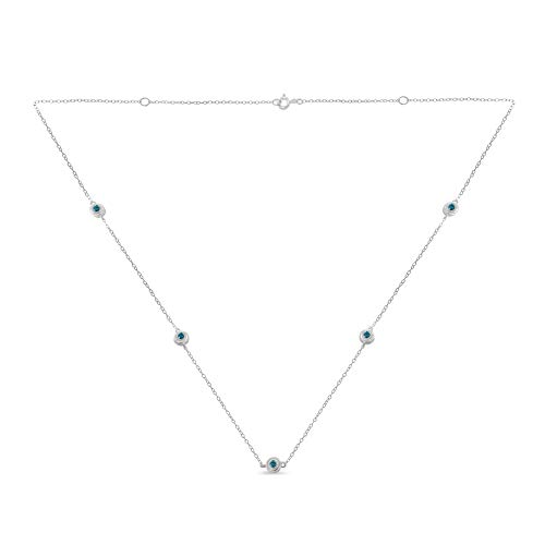 Original Classics Sterling Silver Treated Blue Color Diamond Station Necklace (1/2 cttw, Blue Color, I2-I3 Clarity)